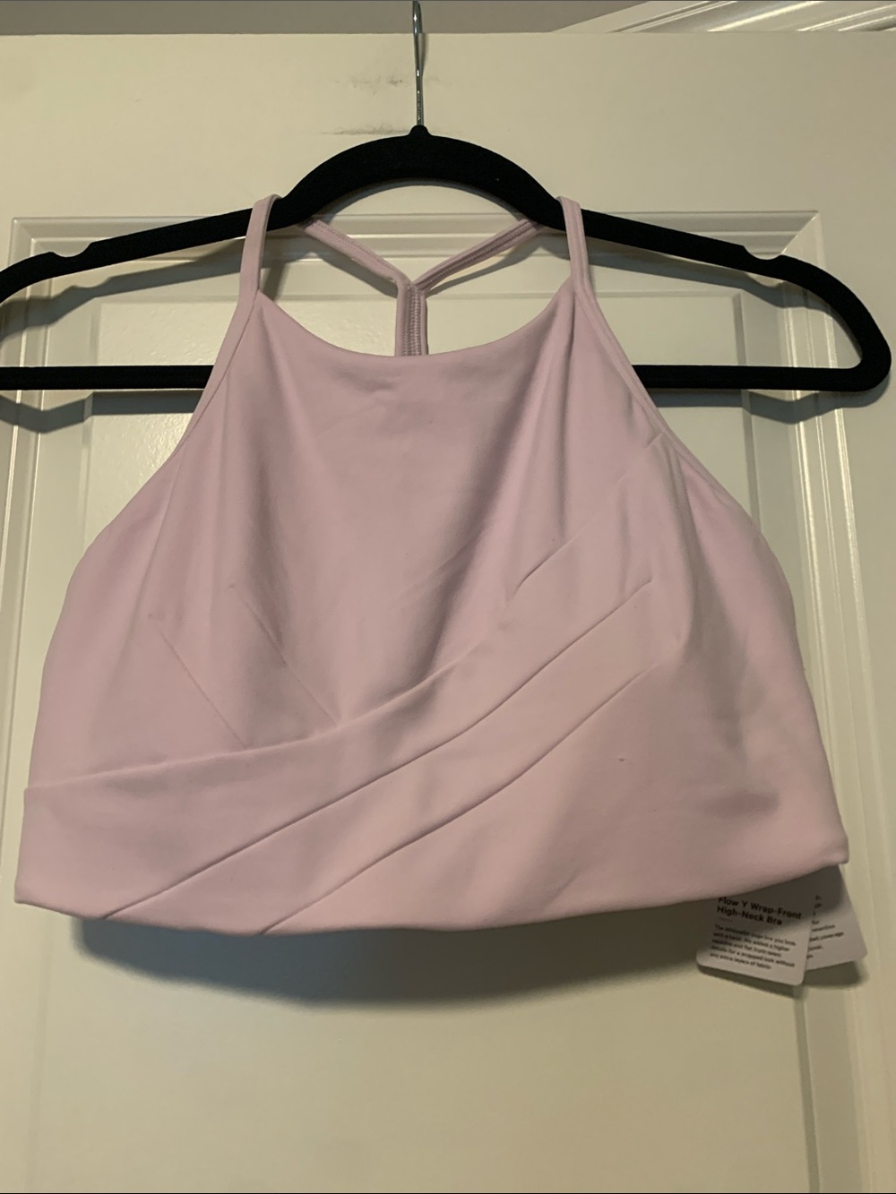 lululemon Flow Y Wrap-Front High-Neck Bra in Meadowsweet Pink, Sz 12, NWT